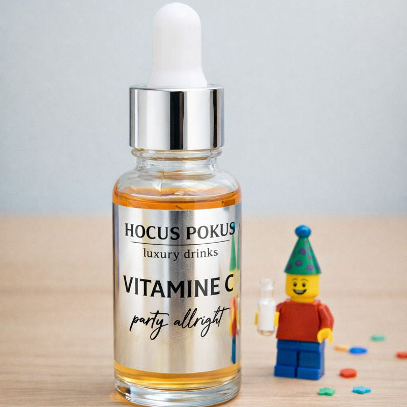 Klein flesje met zilveren label